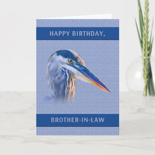 Carte Anniversaire, beau-frère, Grand Héron bleu (Devant)