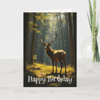 Anniversaire Beau Stag Deer Forêt ensoleillée