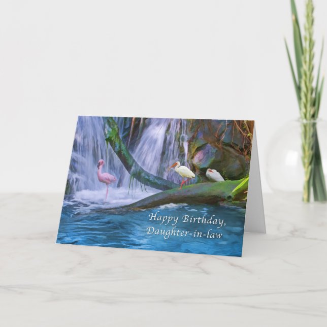 Carte Anniversaire, Belle-fille, Cascade tropicale, Bir (Devant)