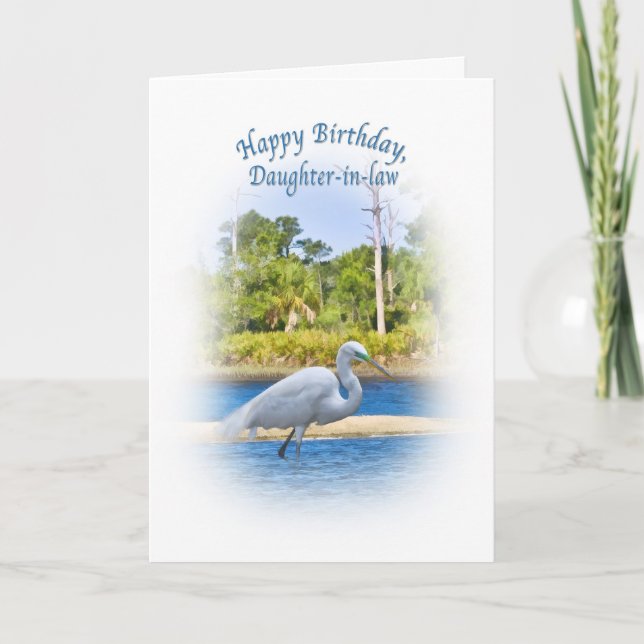 Carte Anniversaire, belle-fille, grand héron (Devant)