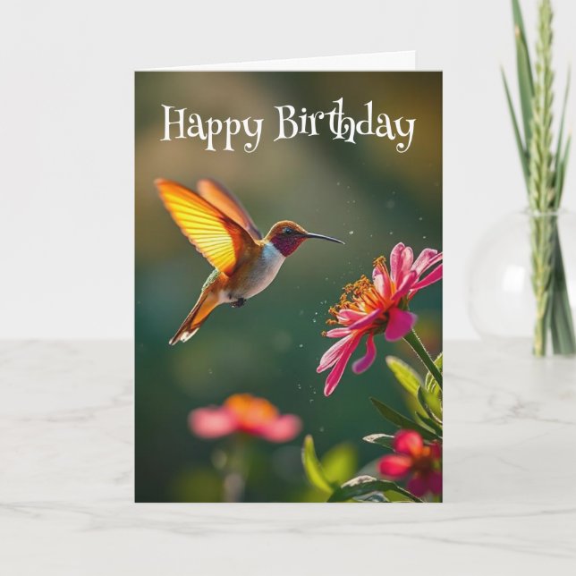 Carte Anniversaire Belle Fleurs d'Humminbird (Devant)