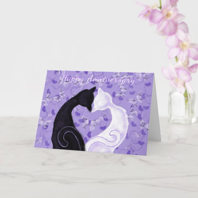 Carte Anniversaire Belle Love Couple Chat (Orchidée)