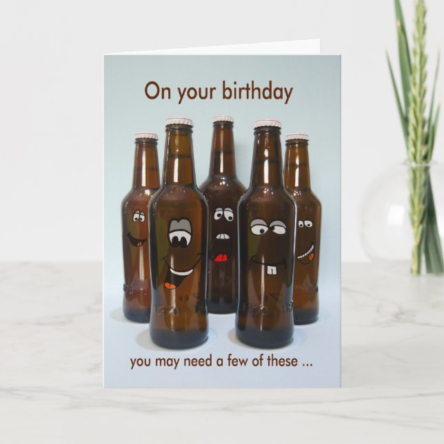 Carte Anniversaire Bière Humour Vieillir (Devant)