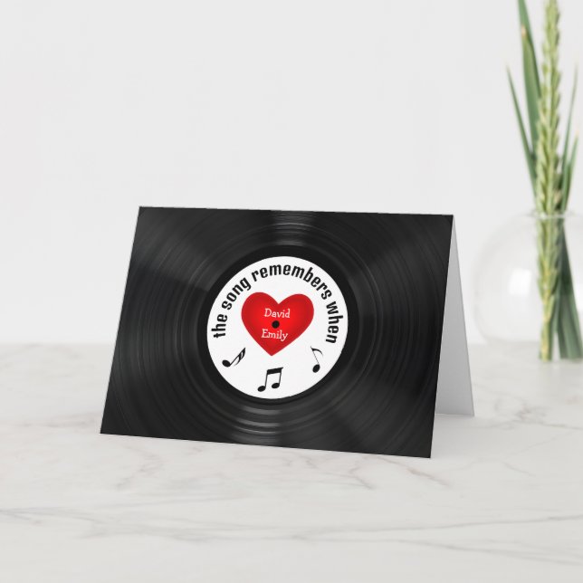 Carte Anniversaire Black Vinyl Record Avec Titre De Chan (Devant)