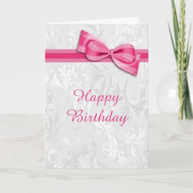 Carte Anniversaire blanc de femelle d'arc de Faux de (Devant)