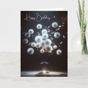 Carte Anniversaire Blanc Fluffy Dandelions