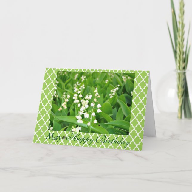 Carte Anniversaire blanc renversant du muguet de mai (Devant)