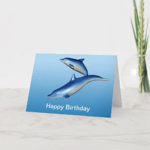 Carte Anniversaire bleu de dauphins