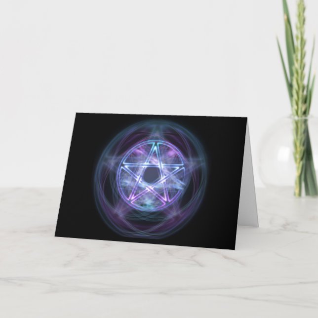 Carte Anniversaire bleu de pentagone étoilé du feu de (Devant)