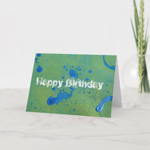 Carte Anniversaire bleu et vert, joyeux abstrait !
