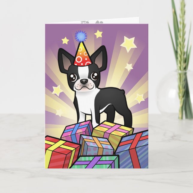 Carte Anniversaire Boston Terrier (Devant)