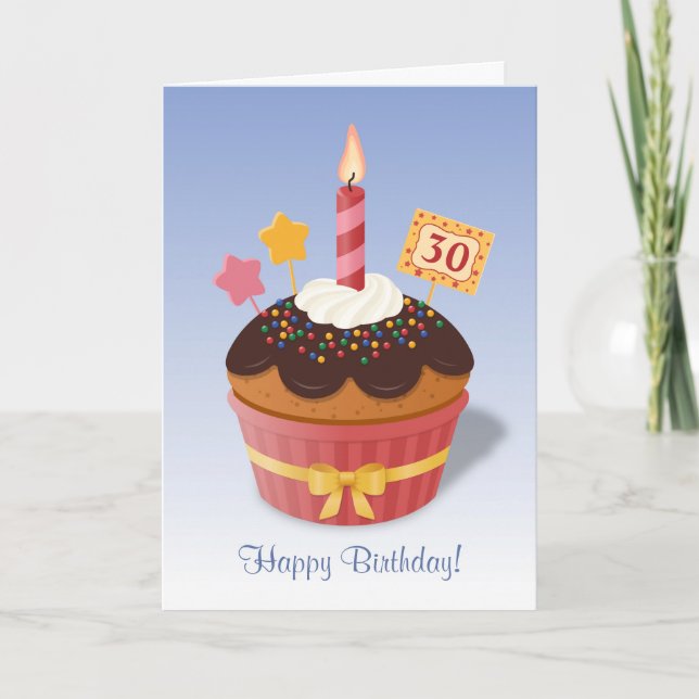 Carte Anniversaire Bougie Cupcake (Devant)