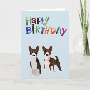 Carte Anniversaire Brindle Basenji Chien Animal Bubble G