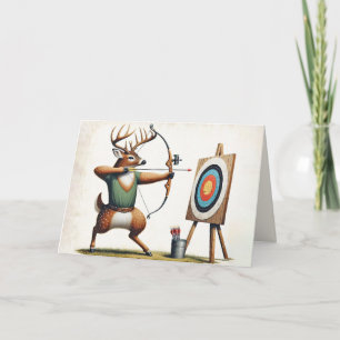 Carte Anniversaire Buck Deer with Bow and Arrow