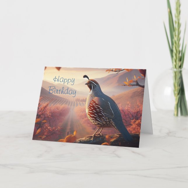 Carte Anniversaire, Californie Quail, Bird, Nature Blank (Devant)