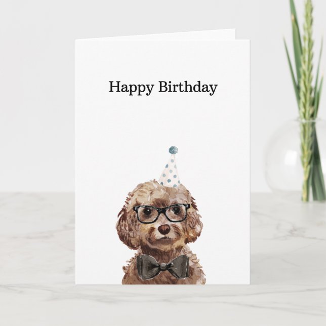 Carte Anniversaire, Carte Cockapoo Brown (Devant)