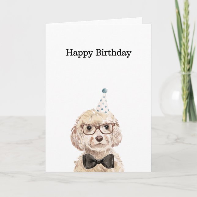 Carte Anniversaire, Carte Cockapoo Champagne (Devant)