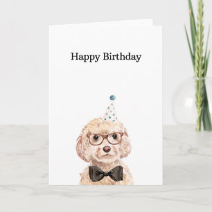 Carte Anniversaire, Carte Cockapoo Champagne