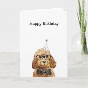 Carte Anniversaire, Carte Cockapoo Miel Doré