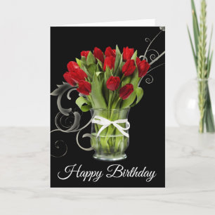 Carte Anniversaire - Carte des tulipes rouges
