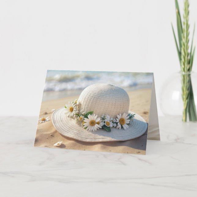 Carte Anniversaire Casquette de plage d'été (Devant)