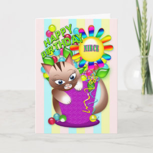 Carte Anniversaire - célébration de chat de Kitty de