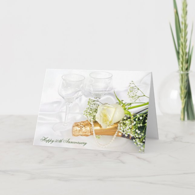 Carte anniversaire-champagne et rose (Devant)