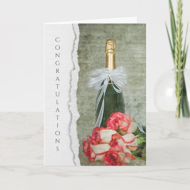 Carte Anniversaire Champagne Roses (Devant)