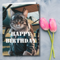 Anniversaire Chat Pilote et avion Cool Funny Aviat