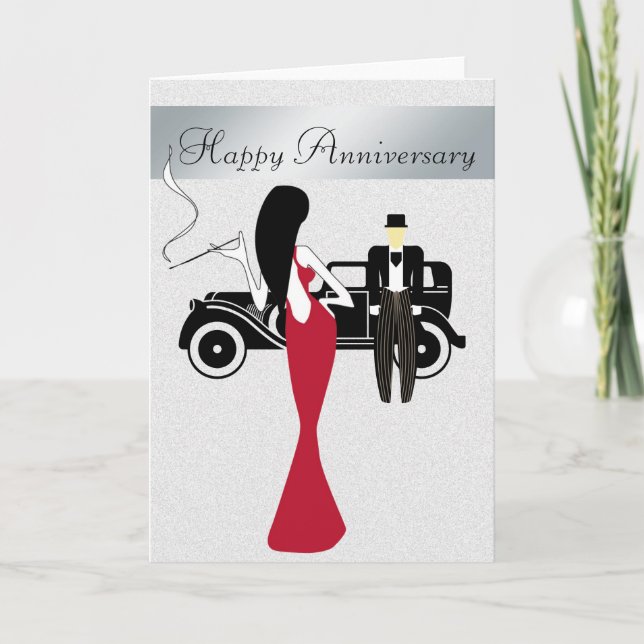 Carte Anniversaire chic et élégante avec voiture V (Devant)