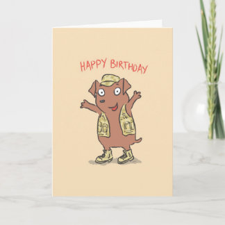 Carte Anniversaire : Chien avec gilet de camouflage (Ann