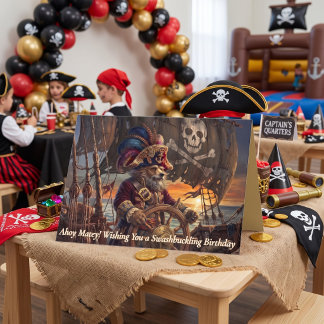 Carte Anniversaire Chien Capitaine Pirate Marin
