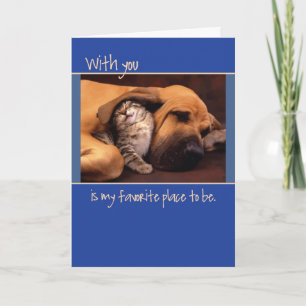 Carte Anniversaire, chien et chaton