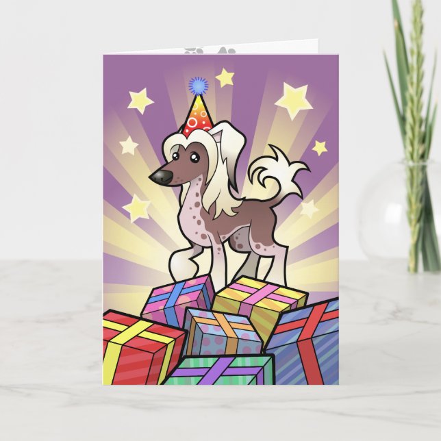 Carte Anniversaire Chinois Crested (sans cheveux) (Devant)