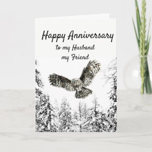 Carte Anniversaire Chouette Oiseau Aquarelle Mari ami