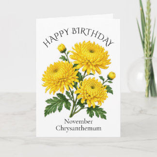 Carte Anniversaire Chrysanthème de Novembre