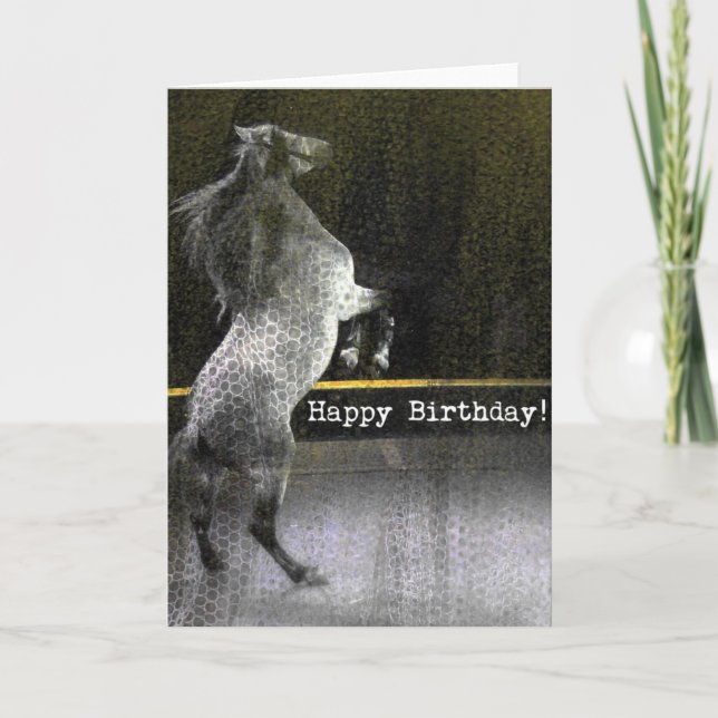 Carte Anniversaire Cirque Cheval Dentelle Texture (Devant)
