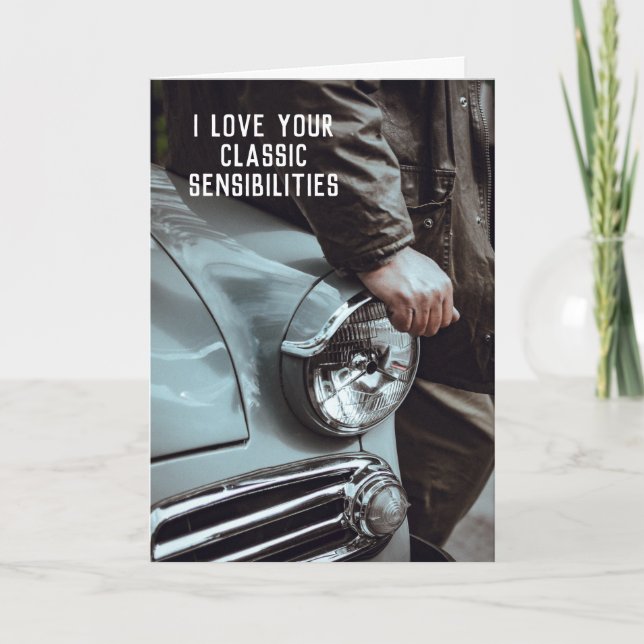 Carte Anniversaire Classique Vintage Car Driver (Devant)