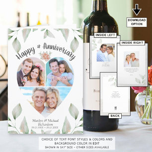 Carte Anniversaire Coeur en forme de photo Collage Vert