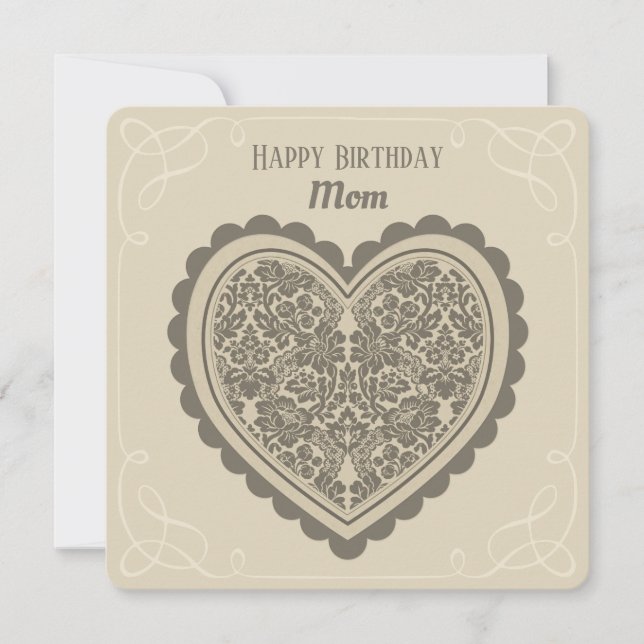 Carte Anniversaire Coeur floral élégant pour les chères  (Devant)