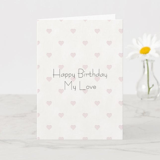 Carte Anniversaire coeurs roses pâles romantiques (Petite plante)