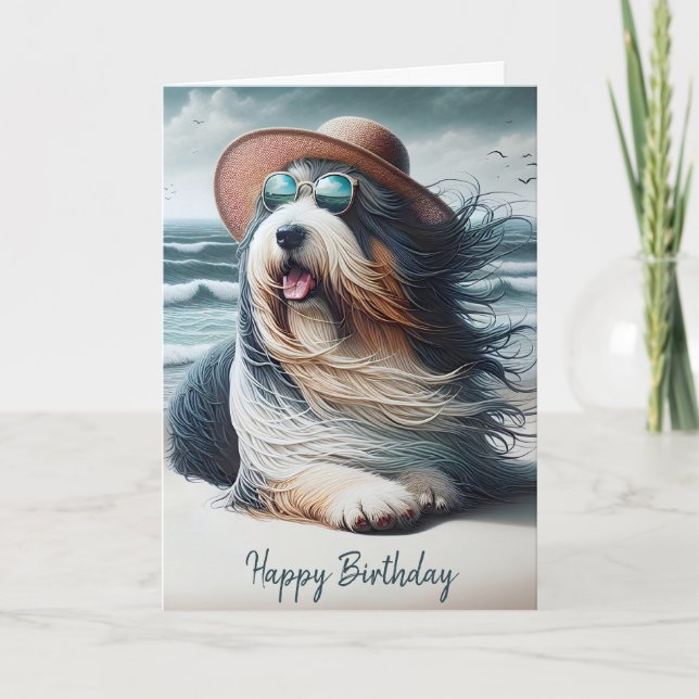 Carte Anniversaire Collie sur la plage (Devant)