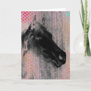 Carte Anniversaire coloré négatif du cheval