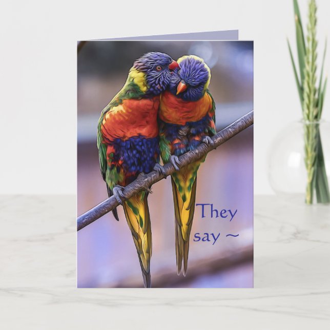 CARTE ANNIVERSAIRE COLORÉE DE COUPLE (Devant)