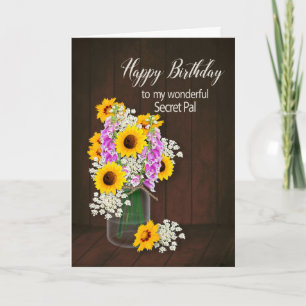Carte ANNIVERSAIRE - copain secret - PAYS FLOWERS/VASE