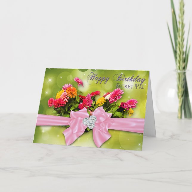 Carte Anniversaire - copain secret - Zinnias (Devant)