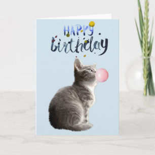 Carte Anniversaire Coupe Kitten Chat Bubble Gum
