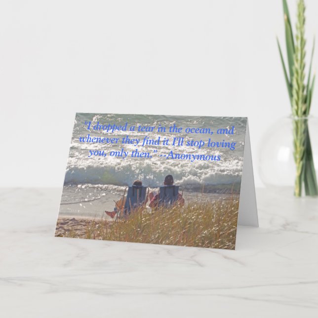 CARTE ANNIVERSAIRE "COUPLE ASSIS CONTENTEMENT SUR LA PLA (Devant)