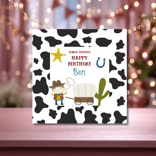 Carte Anniversaire Cowboy avec Impression de Vache Migno
