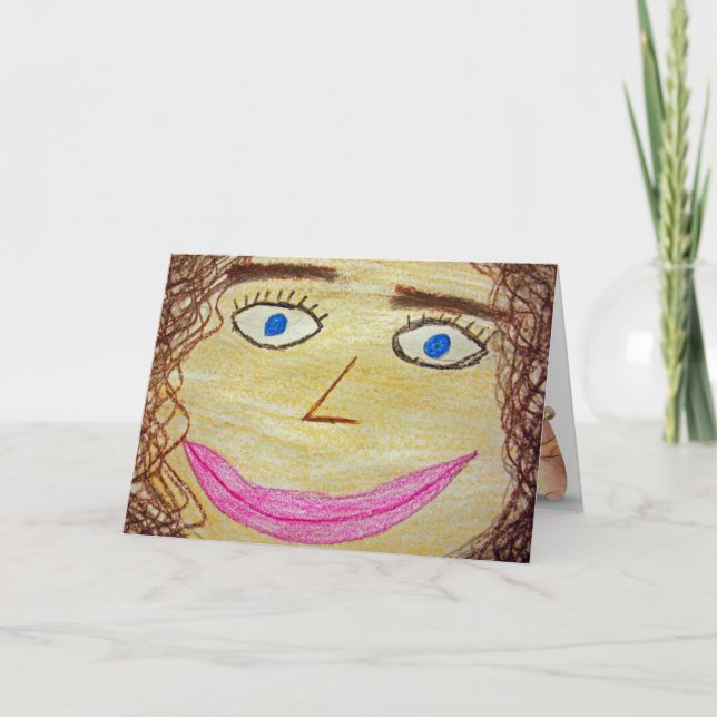 Carte anniversaire crayon artwork drôle visage (Devant)